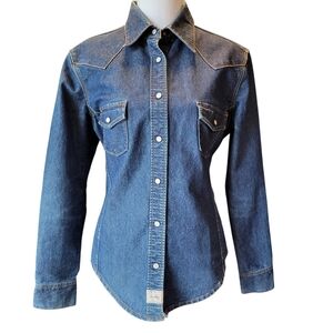 Levis Cotton Denim Snap Button Up Shirt Jacket Shacket